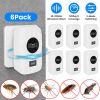 6 Pack 32-120KHz Ultrasonic Insect Repellent Indoor Plug In Bug Repellent Mosquito Roaches Mice Control with 3 Modes for Bedroom Garage Warehouse Offi