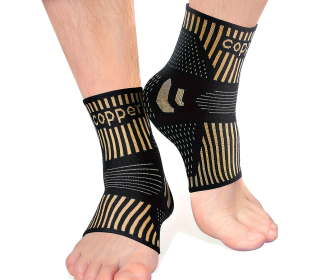 1 Pair Copper Ankle Support Sleeves Unisex Wicking With Arch Heel Stabilization Ideal For Basketball Tennis Running