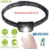 30000LM Rechargeable Motion Sensor Headlamps IP65 Waterproof Rotatable Fishing Headlights w/ 5 Working Modes