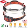 2Packs Rechargeable Headlamp 3 Light Modes White Red Light Headlight Band Flashlight Hand-free Head Torch for Fishing Camping Hiking Running
