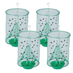 4 Set Ranch Fly Trap with Bait Trap Reusable Hanging Fly Catcher Killer Cage Net Pest Bug Trap for Outdoor Farm Orchard
