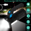 Super Bright LED Searchlight USB Rechargeable Flashlight Waterproof Tactical Torch Handheld Emergency Spotlight w/ 4 Lighting Modes