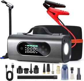 Newest 8 In 1 Portable Car Battery Starter With Air Compressor, Car  Wireless Vacuum Cleaner 150PSI Car Battery Starter 12V With Large LCD Display