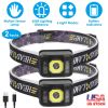 2Packs Rechargeable Motion Sensor Headlamp 6 Light Modes COB XPG Headlight Torch Flashlight for Fishing Running Camping Hiking