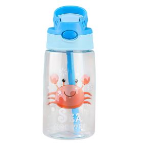 16.2Oz Leak-proof Kids Water Bottle with Straw Push Button Sport Water Bottle for Kids Crab Ship Jellyfish Rocket (Option: Crab)