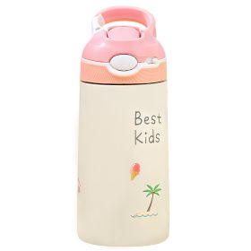 13.5Oz Insulated Stainless Steel Water Bottle Leak-proof Bottle for Kids with Straw Push Button Lock Switch Sports Water Bottle for Toddlers Boys Girl (Option: PinkBird)