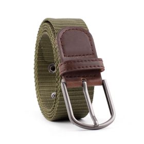 Military Men Belt Army Canvas Belts Adjustable Belt Unisex Outdoor Travel Tactical Waist Belt with Plastic Buckle for Pants110cm (Color: Army Green)