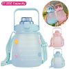 Kawaii Water Bottle with Straw 37.2oz Large Capacity Portable Sports Bottle with Cute Three-Dimensional Stickers