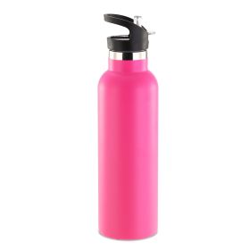 Sports Water Bottle Stainless Steel Vacuum-Insulated Drinking Cup w/ Straws Outdoor Cycling Hiking (Option: 500ml_PNK)